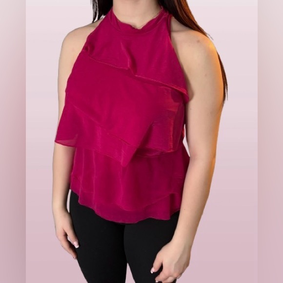 Worthington Tops - Y2K Chiffon Layered Fuchsia Top size Petite XL